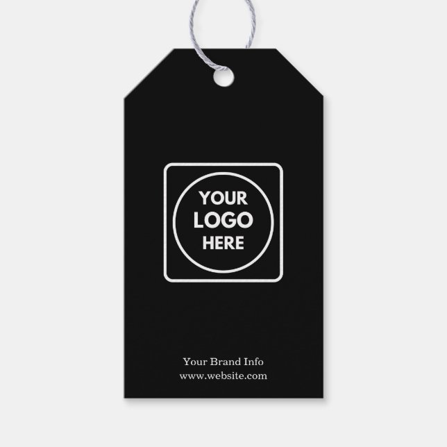 Black Gift Bag | Custom Corporate Logo Small Bag Tags (Front)