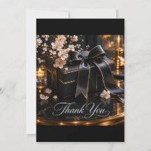 Black Gift Box Housewarming Thank You Card | New H