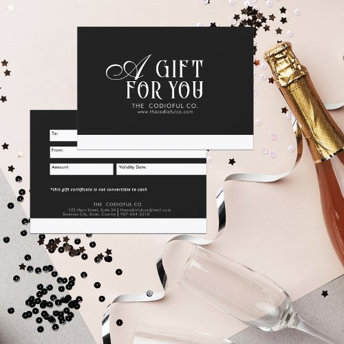 Black Gift Certificate