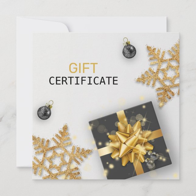 Black Gift Gold Snowflake Christmas Ball Gift Card (Front)