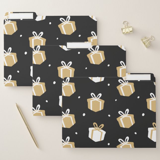 Black Gift Package Pattern File Folder (Set)