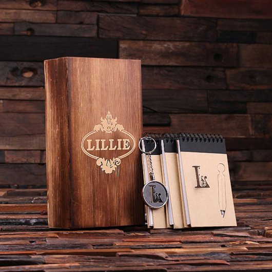 Black Gift Set: Pen, Keychain & Spiral Notebook (Front)