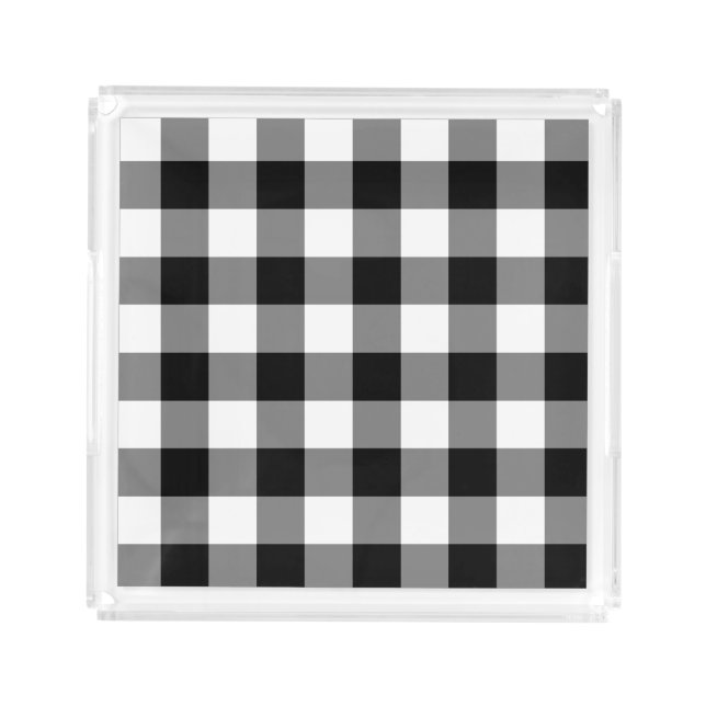 Black Gingham Acrylic Tray (Front)