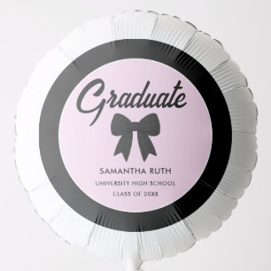 Black Gingham Bow Graduation Party Balloon