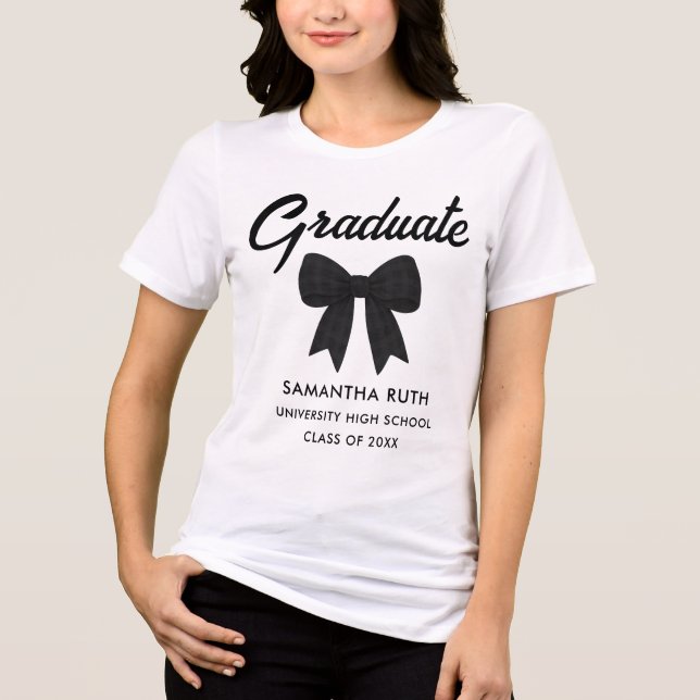 Black Gingham Bow Graduation Tri-Blend Shirt (Front)