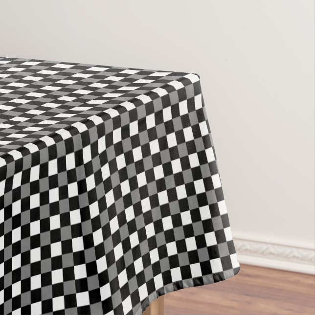 Black Gingham Check Tablecloth (In Situ)