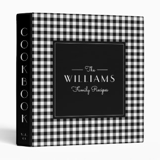 Black Gingham Farmhouse Family Recipe Cookbook 3 Ring Binder