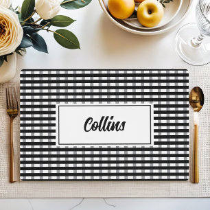 Black Gingham Kitchen Birthday Party Personalized Placemat