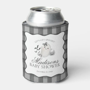 Black Gingham Little Boo Ghost Baby Shower Favors Can Cooler