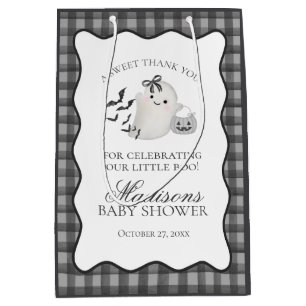 Black Gingham Little Boo Ghost Baby Shower Favors Medium Gift Bag