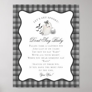 Black Gingham Little Boo Ghost Dont Say Baby Game Poster