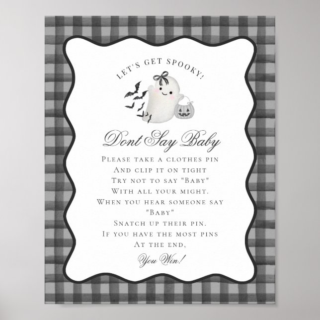 Black Gingham Little Boo Ghost Dont Say Baby Game Poster (Front)