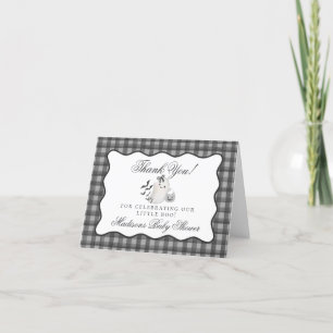 Black Gingham Little Boo Ghost Thank You Card