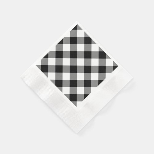 Black Gingham Pattern Paper Napkins