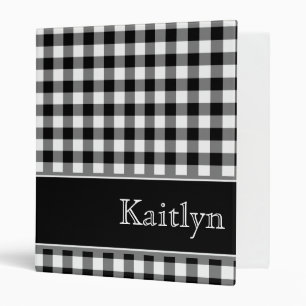 Black Gingham Personalized Binder