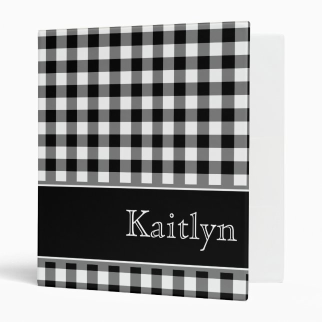 Black Gingham Personalized Binder (Front/Inside)
