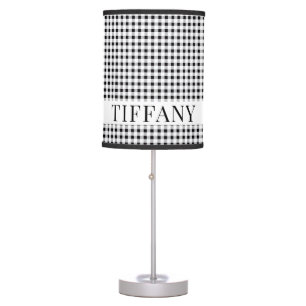 Black Gingham Personalized Table Lamp