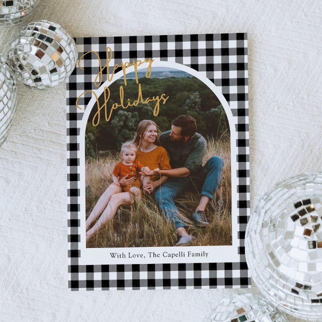 Black Gingham Photo Christmas Card (Creator Uploaded)