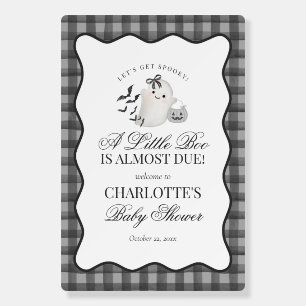 Black Gingham Preppy Ghost Little Boo Baby Shower Foam Board