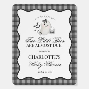 Black Gingham Preppy Little Boos Twins Baby Shower Foam Board