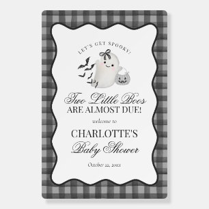 Black Gingham Preppy Little Boos Twins Baby Shower Foam Board