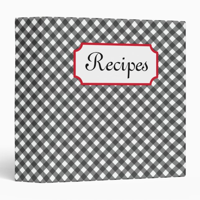 Black Gingham Recipe Binder (Front/Spine)