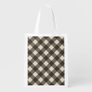Black Gingham Reusable Grocery Bag