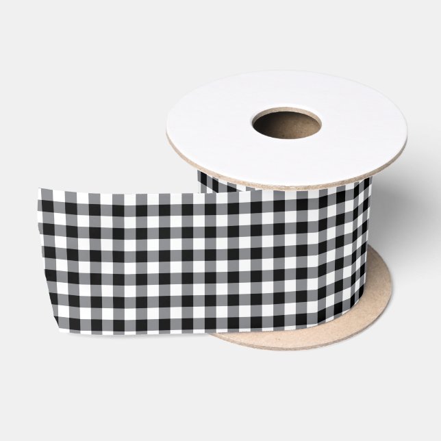 Black Gingham Satin Ribbon (Spool)