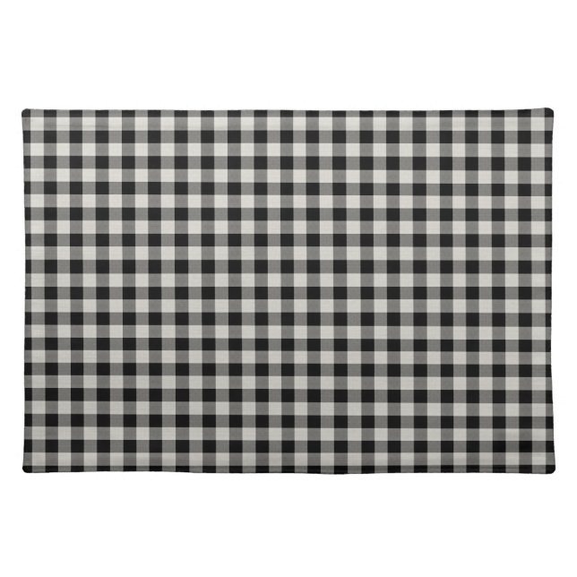 Black Gingham Woven Cotton Placemat (Front)