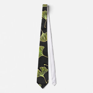 Black Ginkgo Leaf Tie