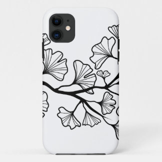 black ginkgo tree with leaves iPhone 11 case