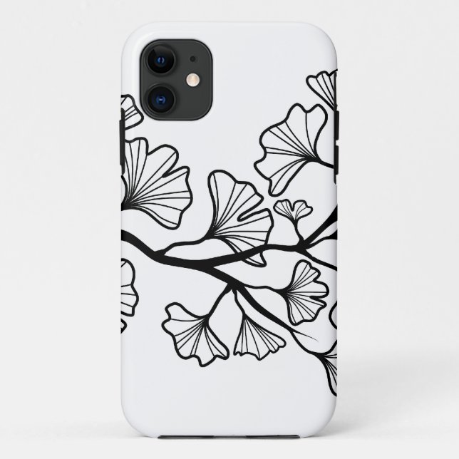 black ginkgo tree with leaves Case-Mate iPhone case (Back)