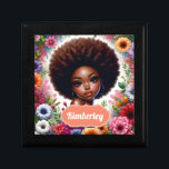 Black girl African American with Afro Gift Box<br><div class="desc">Embrace individuality with this enchanting Gift. Crafted with care and attention to detail,  a celebration of beauty and diversity. Make it uniquely yours by adding a name to create a meaningful and personalized touch.</div>