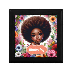 Black girl African American with Afro Gift Box