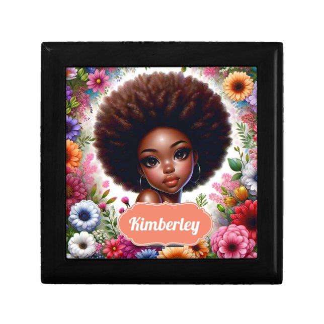 Black girl African American with Afro Gift Box (Front)