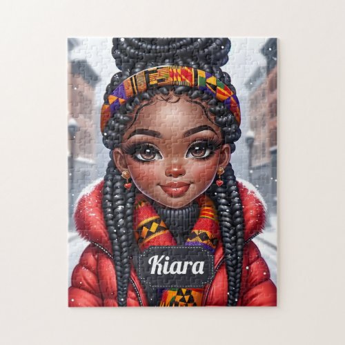 Black girl African American with Braids Jigsaw Puzzle