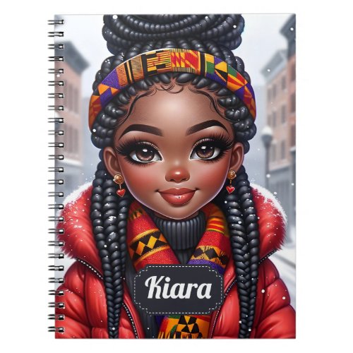 Black girl African American with Braids Notebook