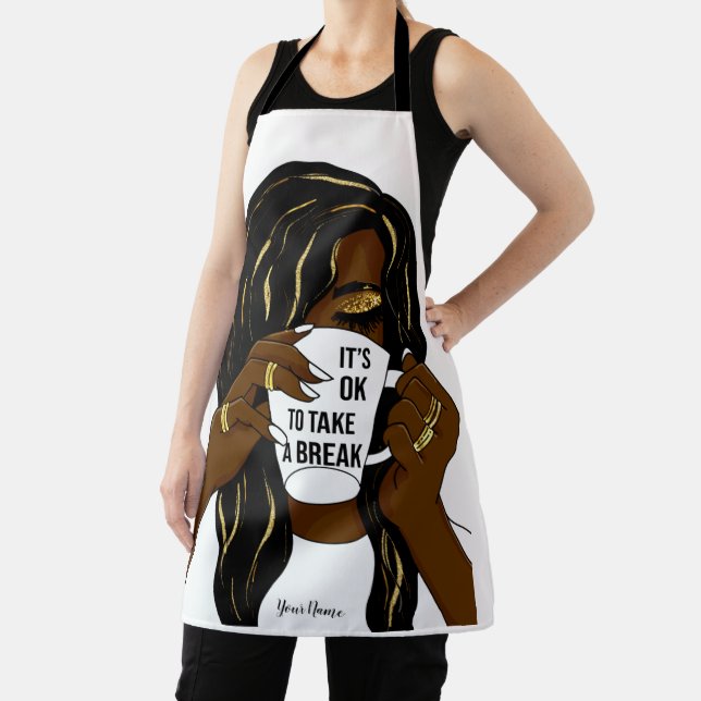 Black Girl Afro American Woman InspirationalQuote  Apron (Insitu)