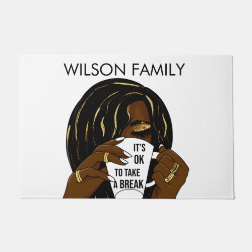 Black Girl Afro American Woman InspirationalQuote  Doormat