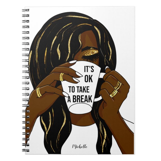 Black Girl Afro American Woman InspirationalQuote  Notebook (Front)