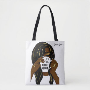 Black Girl Afro American Woman InspirationalQuote Tote Bag
