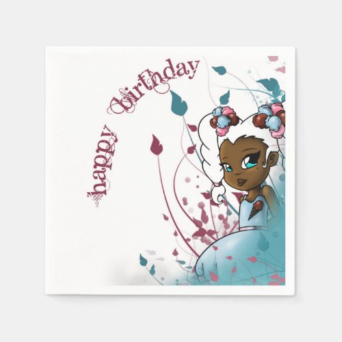 Black Girl and Ice Cream Birthday Napkins