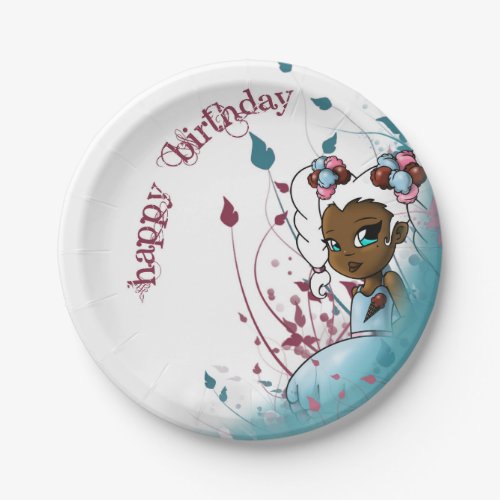 Black Girl and Ice Cream Birthday Paper Plates