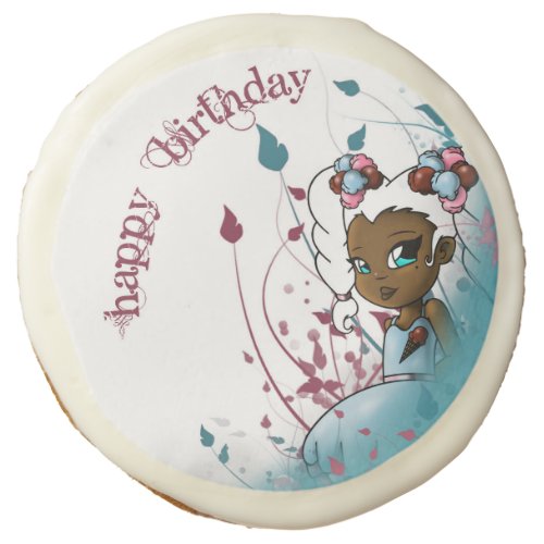 Black Girl and Ice Cream Birthday Sugar Cookie