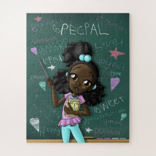 Black Girl and Positive Words Jigsaw Puzzle