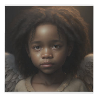 Black Girl Angel Faux Canvas Print