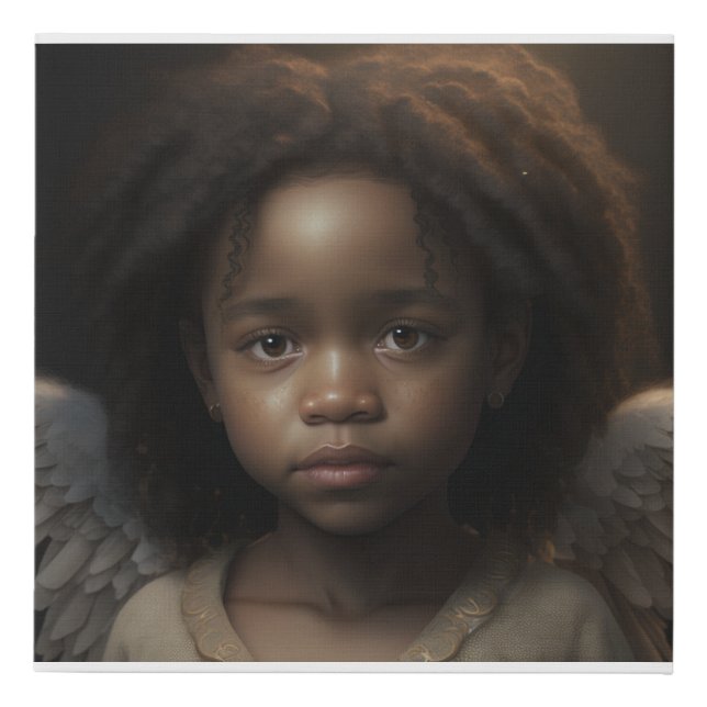 Black Girl Angel Faux Canvas Print (Front)