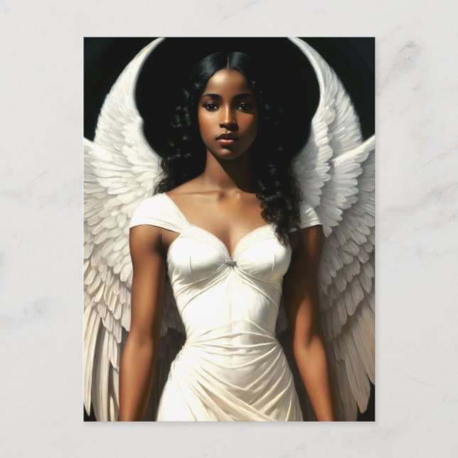 Black Girl Angel With Dark Skin Angelcore Artwork Postcard (Front)