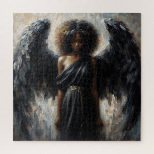Black Girl Angel With Dark Wings Jigsaw Puzzle
