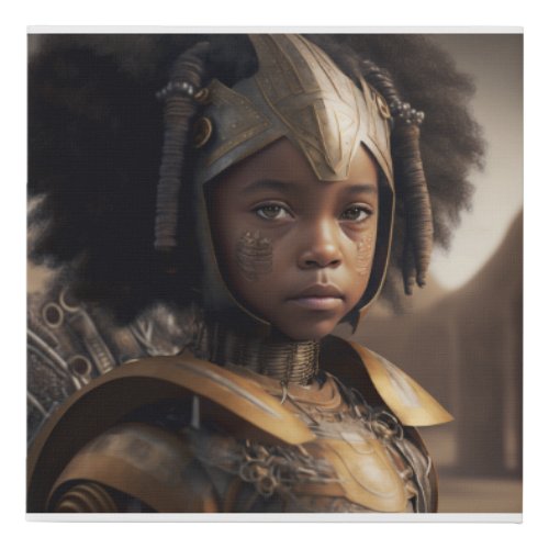 Black Girl Armored African Warrior 2 Faux Canvas Print
